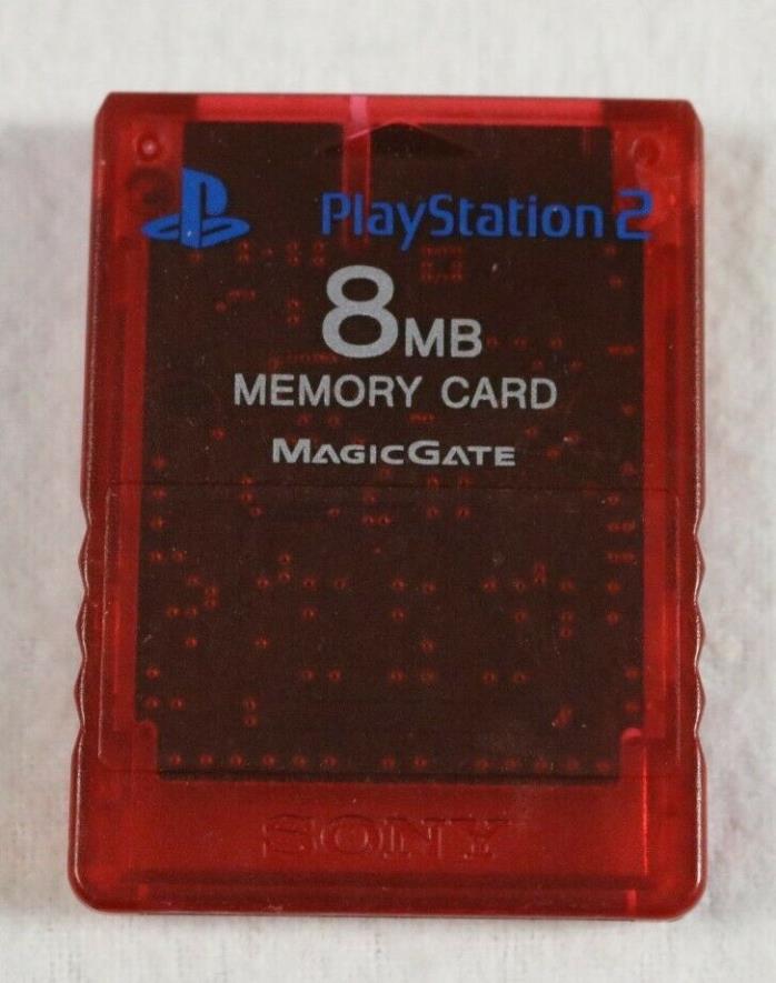 Playstation 2 PS2 8 MB Memory Card, Used, Red