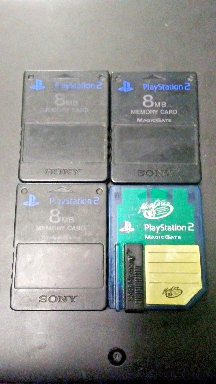 Lot of 4 Sony Playstation 2 PS2 8MB OEM Memory Card SCPH-10020 Black