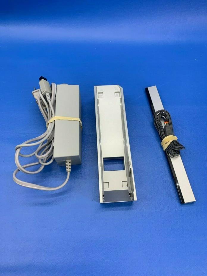 Nintendo Wii Sensor Bar RVL-014 Black Wired/ Power Adapter/ Holder Bundle