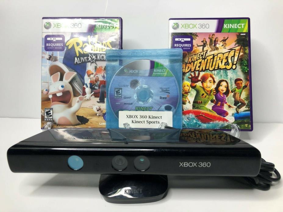 XBOX 360 Kinect Sensor Bar Kinect Adventures-Raving Rabbids-Kinect Sports