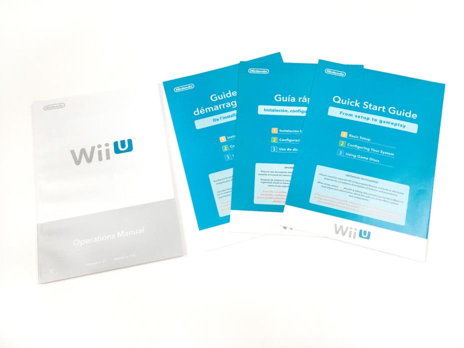 Nintendo Wii U Operations Guide Manual & Quick Start Guides