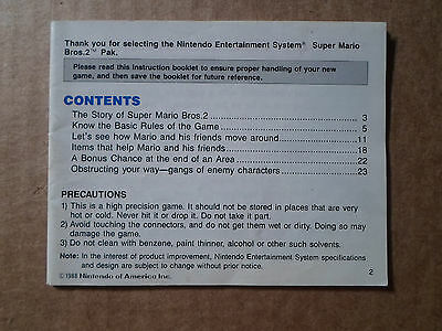 *Manual Only** *Super Mario Bros. 2* NES Nintendo Instruction Booklet Book II