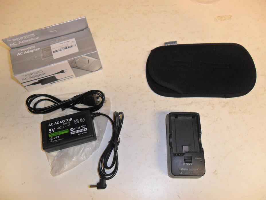 sony psp official soft case battery charger and ac adaptor lot of 3 pcs