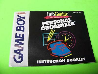 PERSONAL ORGANIZER NINTENDO GAMEBOY/GAME BOY INSTRUCTION BOOKLET/MANUAL ONLY