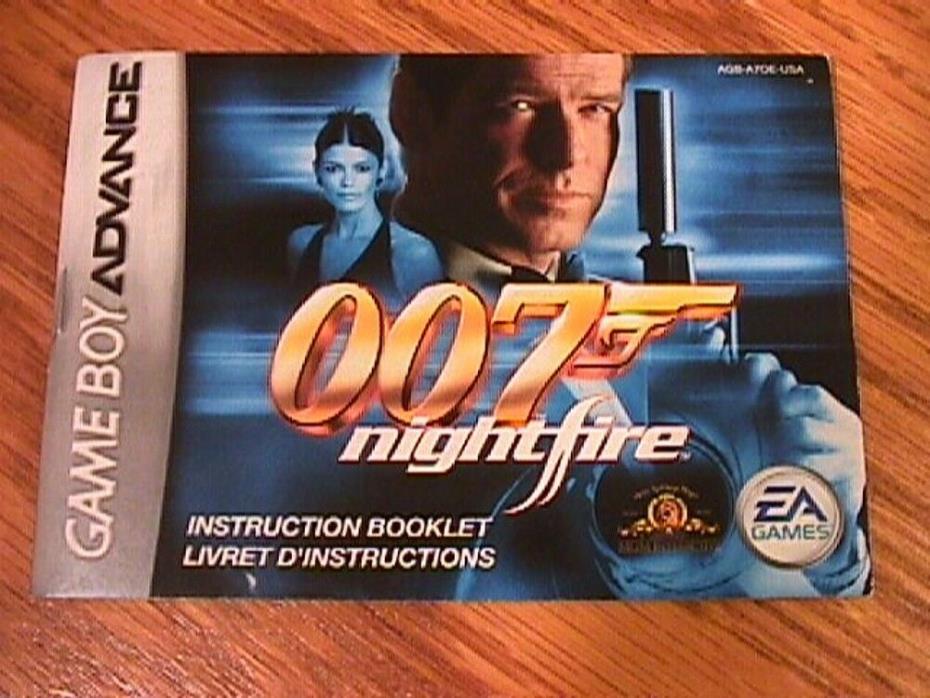 GAME BOY ADVANCE 007 NIGHTFIRE INSTRUCTION MANUAL ONLY  NO GAME  NO BOX