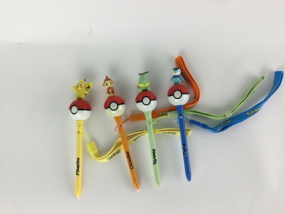 PDP Pokemon Character Stylus Lot of 4 Nintendo DS 3DS DSI 2DS - Pikachu, Piplup