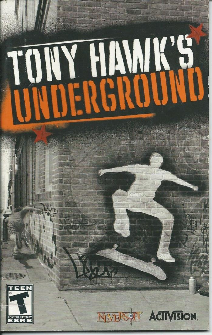 MANUAL - TONY HAWK'S UNDERGROUND PS2 PLAYSTATION 2 INSTRUCTION BOOK BOOKLET ONLY