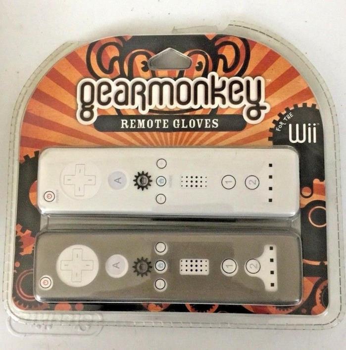 Gear Monkey Wii Remote Glove for Nintendo Wii 2 Pack White & Grey NWT