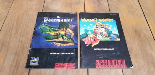 Vintage Super Nintendo Instruction Booklets The Pagemaster & Wario's Woods