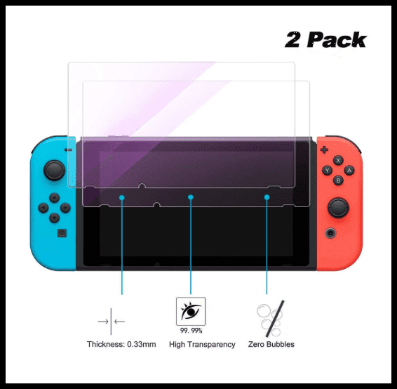 2X Premium HD Tempered Glass Screen Protector Film Guard for Nintendo Switch