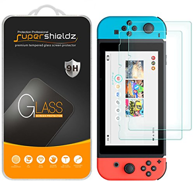 [2-Pack] Supershieldz for Nintendo Switch Tempered Glass Screen Protector, Free