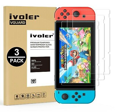 [3 Pack] Nintendo Switch Screen Protector Tempered Glass, iVoler Transparent ...
