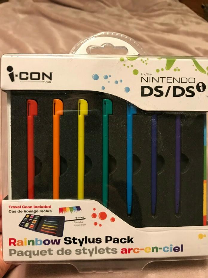 Nintendo DS Rainbow Stylus Pack with Travel Case - New