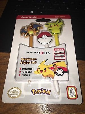 NEW Nintendo 3DS Pokemon Stylus Set Charizard POKE BALL PIkachu Game Traveler