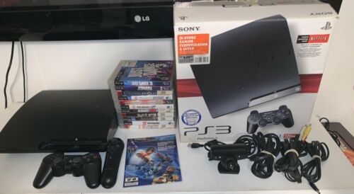 Sony Playstation 3 PS3 Slim CECH-2001A 120GB In Box + 12 Games & Controllers
