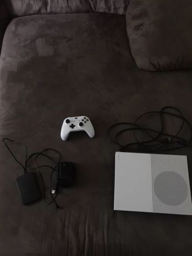 Xbox One S 500GB White, 1 Tb External Hard Drive, Rechargeable Battery Pack