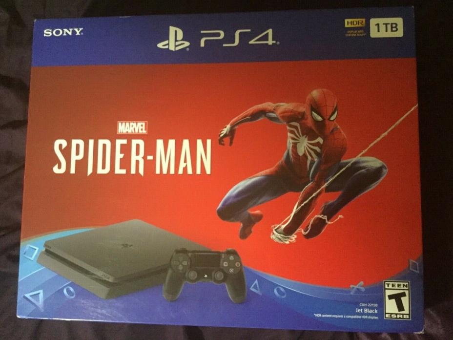 NEW Sony PS4 PlayStation 4 Slim Black- 1TB Spider-Man Game Console Bundle
