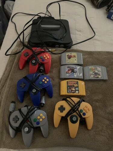 Nintendo 64 Charcoal Grey Console With 4 Games & 4 Controllers
