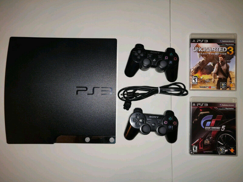 Sony Playstation 3 PS3 Console SLIM 160GB BLACK + 2 GAMES!