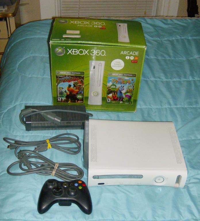 Microsoft Xbox 360 Original 60GB White Gaming Console & Power Cords/Controller