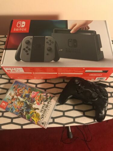 Used Nintendo Switch 32GB w/ Super Smash Bros. Ultimate Game & Wired Controller
