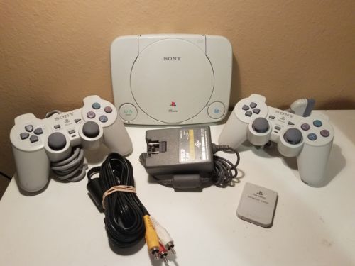 Sony PSone PS1 PlayStation 1 Mini Slim Console OEM Controllers + Memory SCPH-101