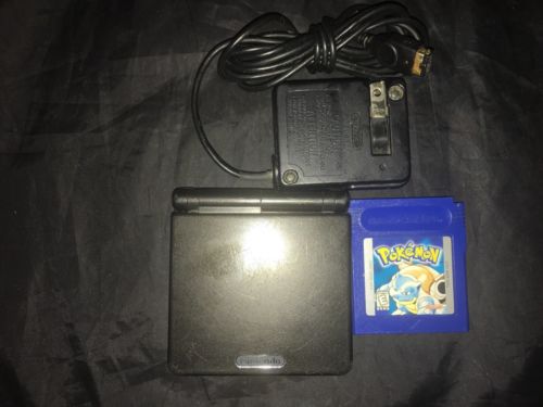 Nintendo Game Boy Advance SP Onyx Black Handheld System AGS-001 w/ Pokémon Blue