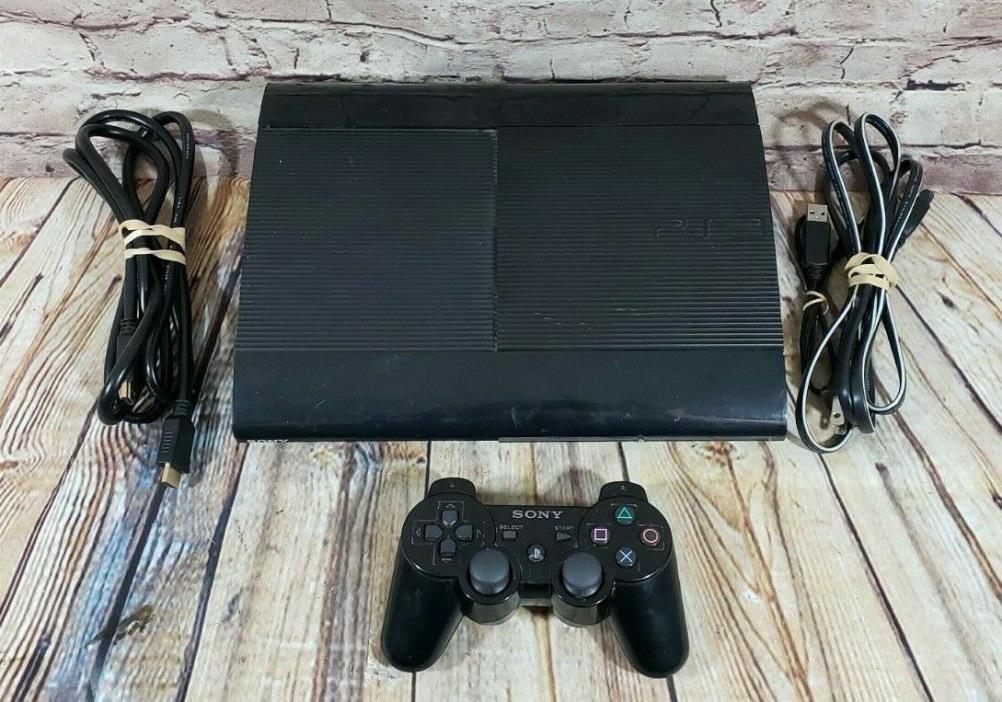 Sony PlayStation 3 PS3 Super Slim CECH-4001B 250GB W/ Cables, Controller