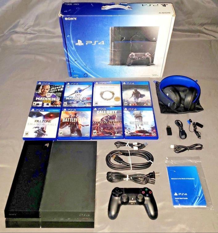Sony PlayStation 4 Console 500GB + Gold Headset + 8 Games PS4 Bundle Lot