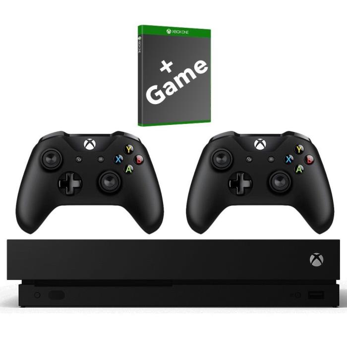 Microsoft Xbox One X 1TB Black Home Console with 2 wireless controllers +2 games