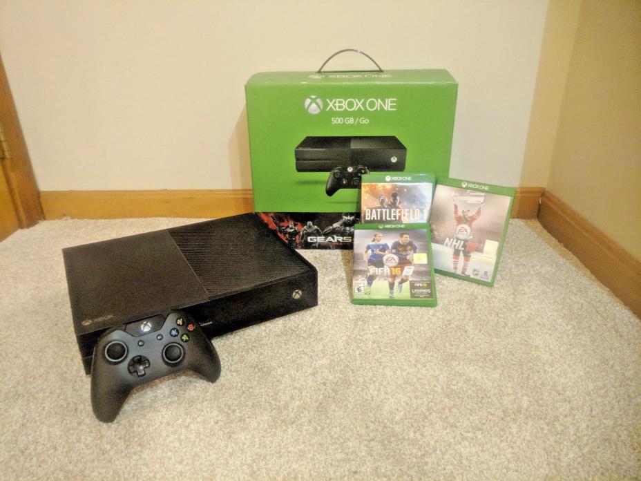 Microsoft Xbox One 500GB Black Console FIFA NHL Battlefield Gears of War