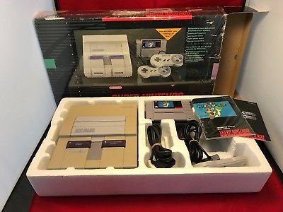 Super Nintendo SNES in Box See Picture for Condition Test & Work (AC Power Miss)