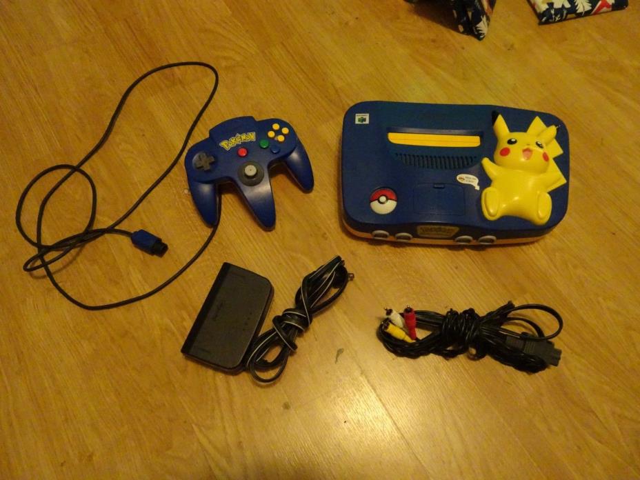 Nintendo 64 Pokemon Pikachu Blue/Yellow N64 Console System GENUINE USA