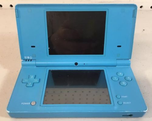 Nintendo DSi  TWL 001 Blue FOR PARTS BROKEN SCREEN NO STYLUS NO CHARGER