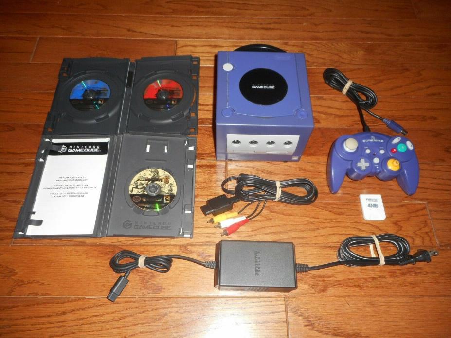 Nintendo GameCube Indigo Console with Mario Party 6 & Tales games bundle lot set