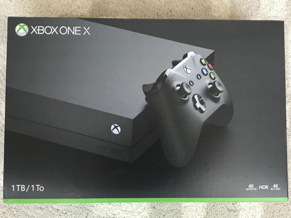 Microsoft Xbox One X 1TB Black Console NEW UNOPENED Includes Black Controller