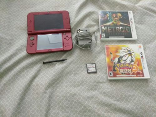 Nintendo New 3DS XL Launch Edition 4GB RED Handheld System + 2 games 1 free.