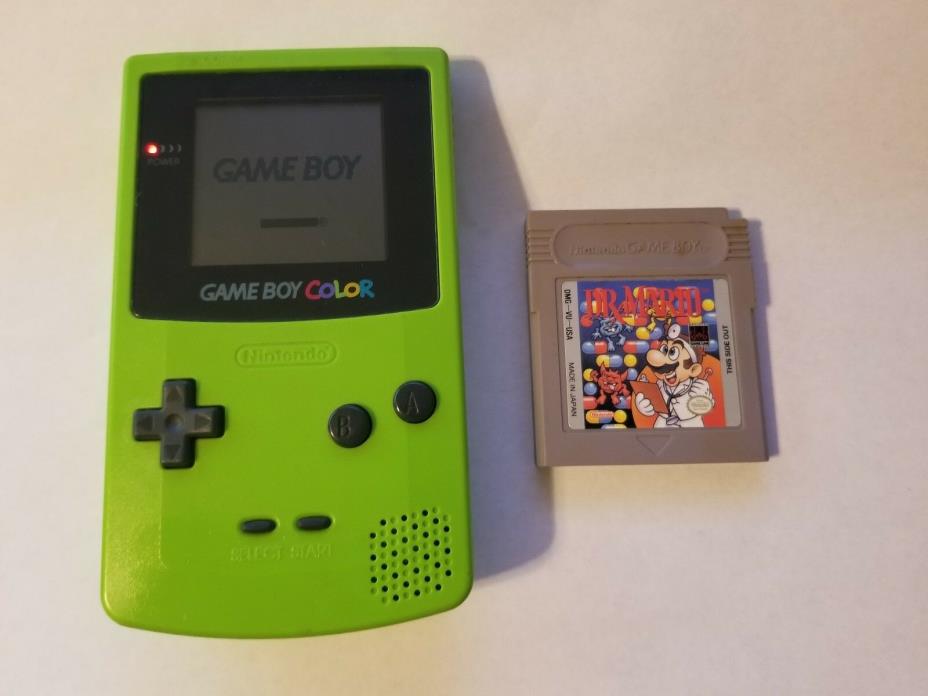 Nintendo Game Boy Color Kiwi Handheld System Console GBC with Dr. Mario Game