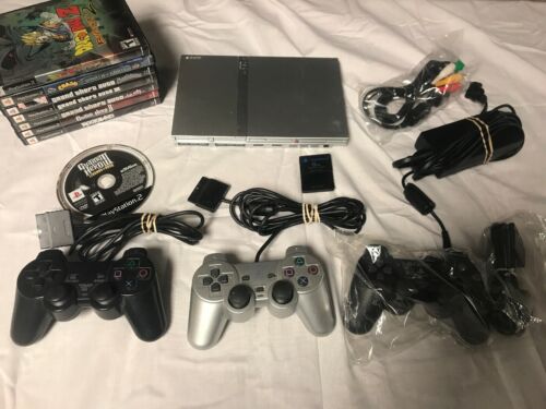 Sony PlayStation 2 Launch Edition Satin Silver Console (SCPH-77001) Bundle