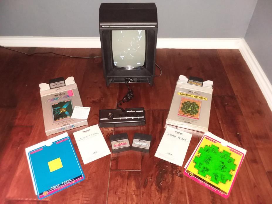 Vectrex Video Arcade Game System 4 games 2 boxed clean working Armor Attack