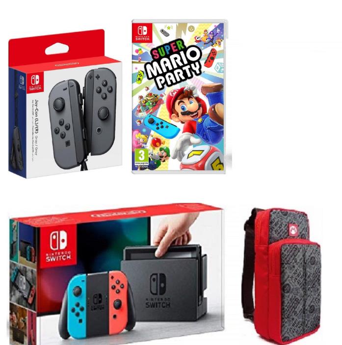 New Nintendo Switch Super Mario Party Grey Joy-Cons Hori Go Pack Bundle Priority