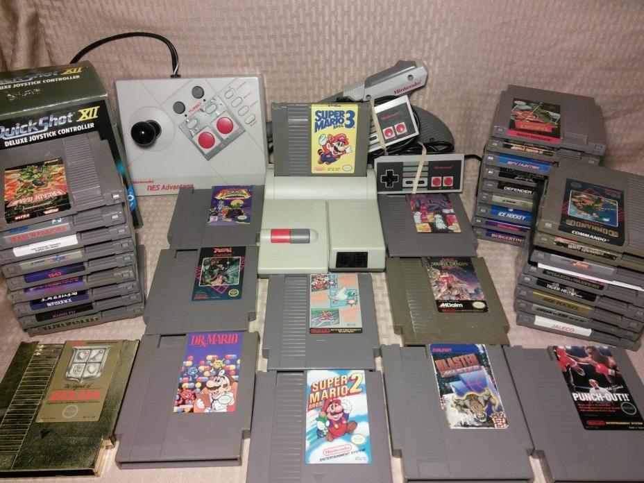 Nintendo NES Lot Top Loader Console 37 Games TMNT 2 Super Mario 1 2 3 Punch Out