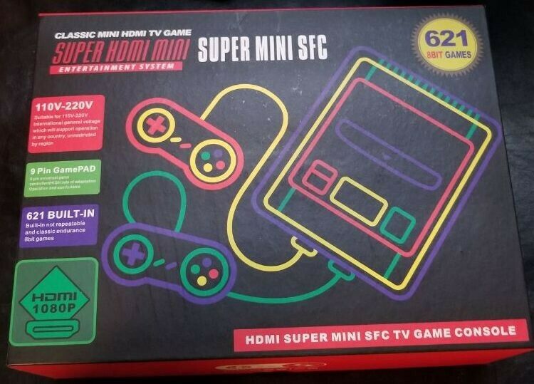 HD Super Mini SFC Built-in 621 TV Games Console HDMI SNES Classic 2 Controllers