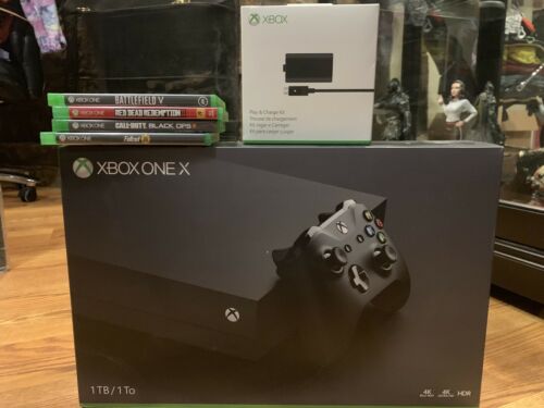 Microsoft Xbox One X 1TB Black Console With 4 Games And Charger