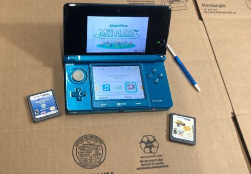 Nintendo 3DS Aqua Blue Teal Handheld *Ready To Go*