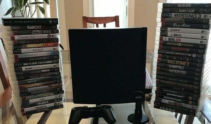 Sony Playstation 3 PS3 Console SLIM 160GB BLACK + 47 GAMES! HUGE LOT!