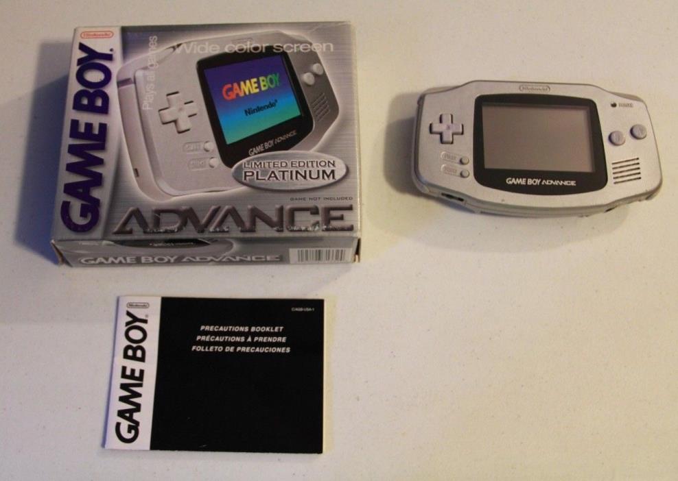 Gameboy Advance GBA PLATINUM Handheld System Limited Edition Complete Box CIB