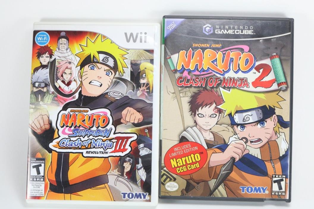 Naruto Shippuden Clash Of Ninja 3 Nintendo Wii & 2 Gamecube TESTED COMPLETE LOT