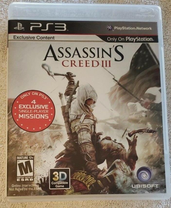 ASSASSIN’S CREED III BLACK LABEL GAMESTOP PLAYSTATION 3 PS3 LN PERFECT COMPLETE