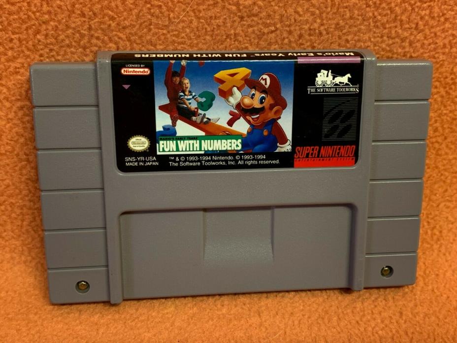 Mario Early Years Fun With Numbers Super Nintendo SNES Original Authentic Game!